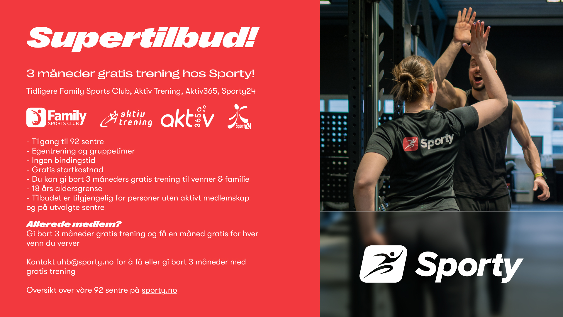 Bilde: Oppdatert medlemsfordel hos Sporty